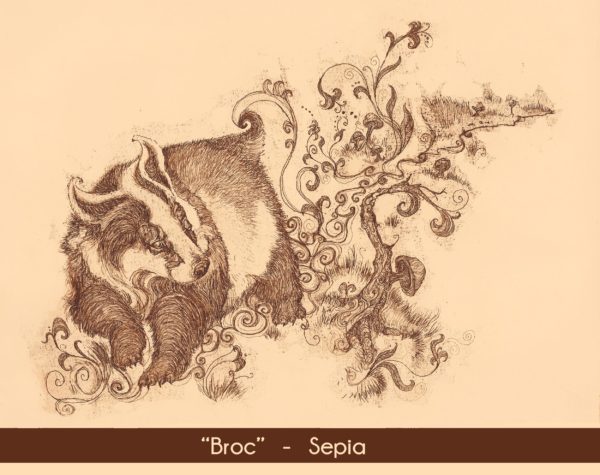Broc Badger in the Sepia color option