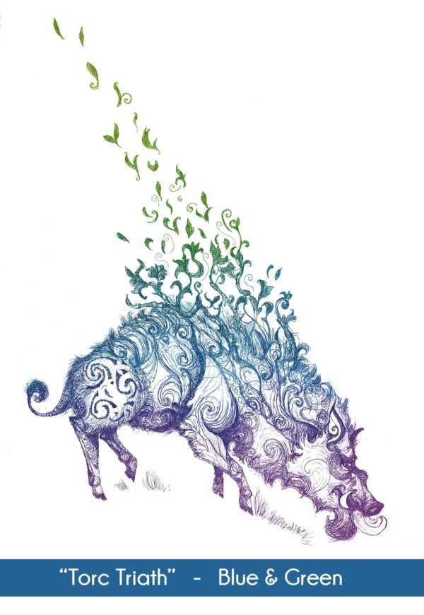 Torc Triath Boar Art in the Blue and Green color option