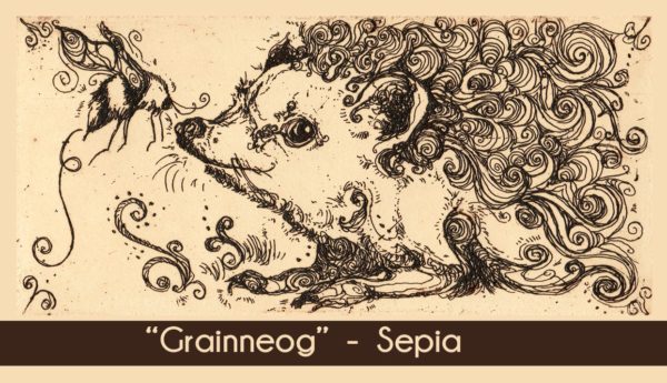 Grainneog Hedgehog and Bee the Sepia color option