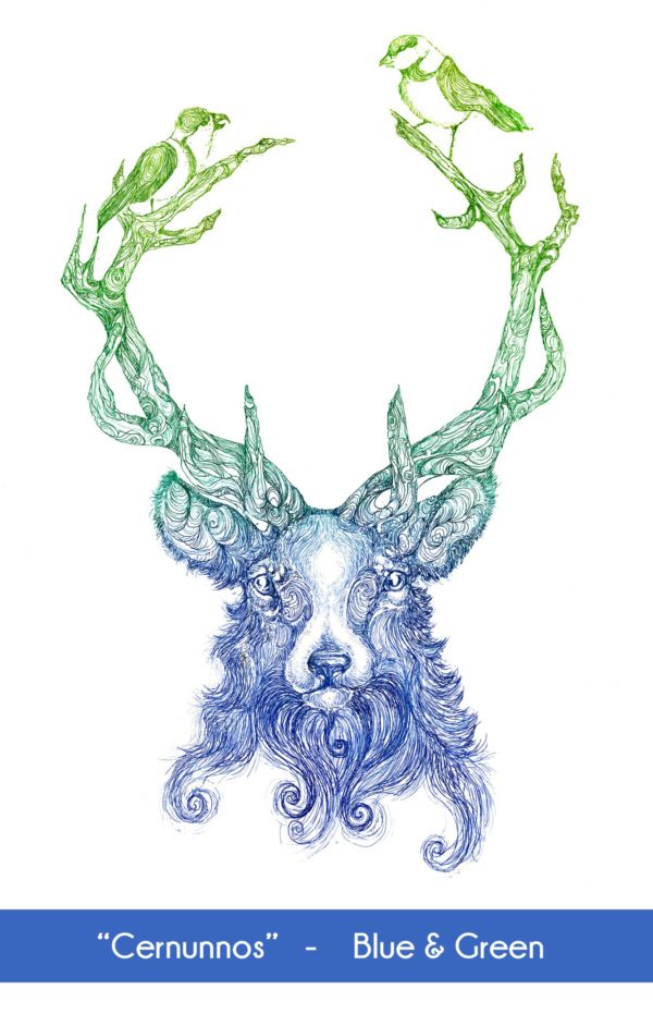 Cernunnos Stag in the Blue and Green color option
