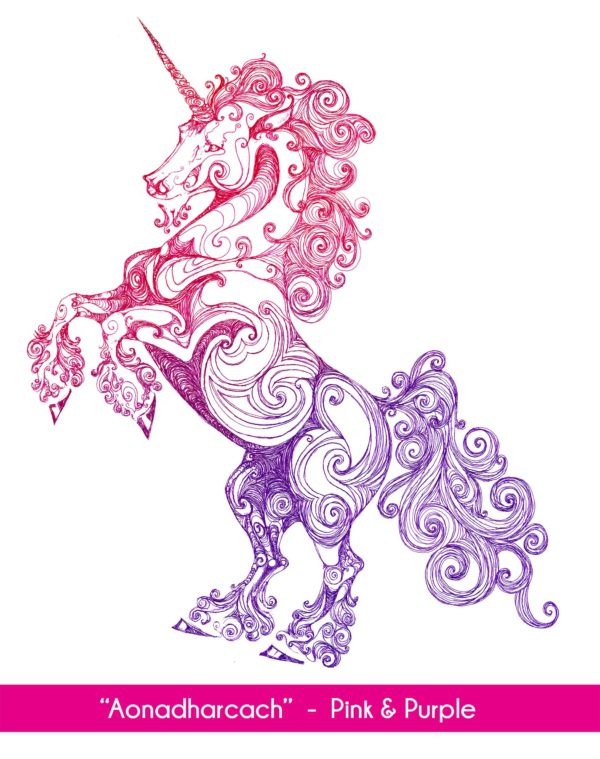 Aonadharcach Unicorn in the Red and Purple color option